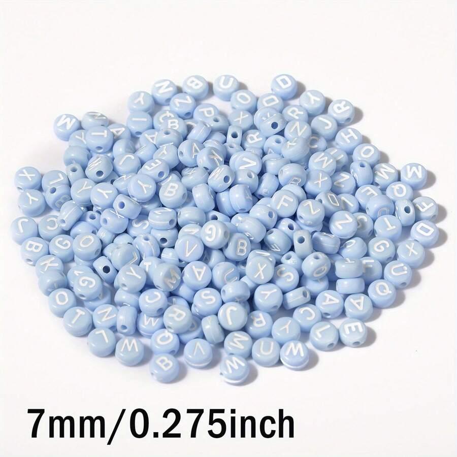 SHEIN ZESTAW NIEBIESKICH KORALIKÓW LITERKI 100-PACK S07