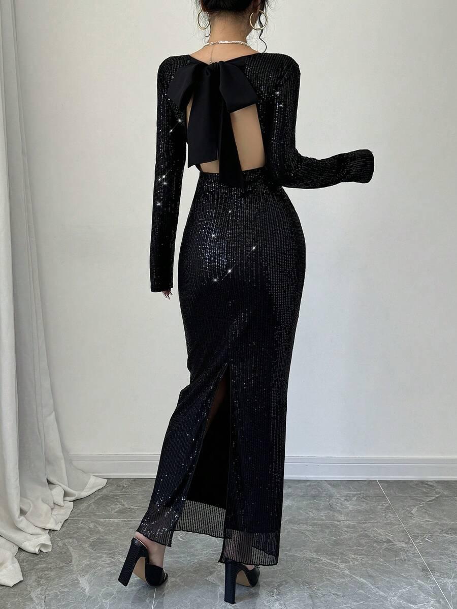 SHEIN CZARNA MAXI SUKIENKA S06__S