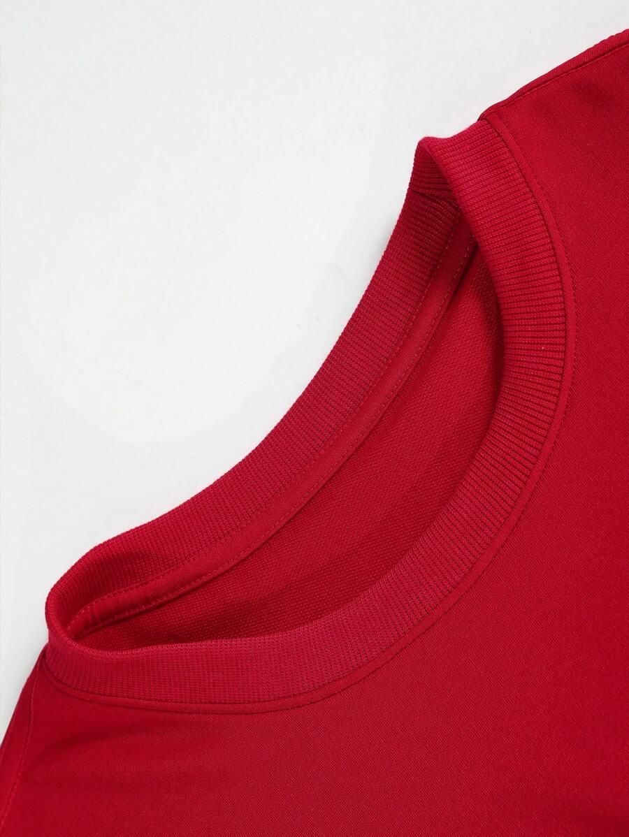SHEIN CZERWONY T-SHIRT BASIC S06__XL