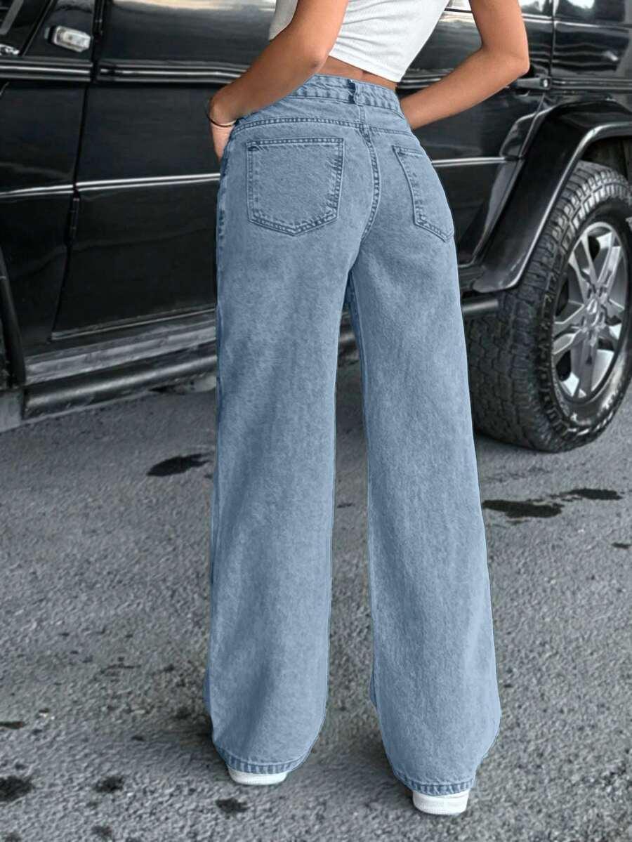 SHEIN NIEBIESKIE SPODNIE JEANSOWE S06__S