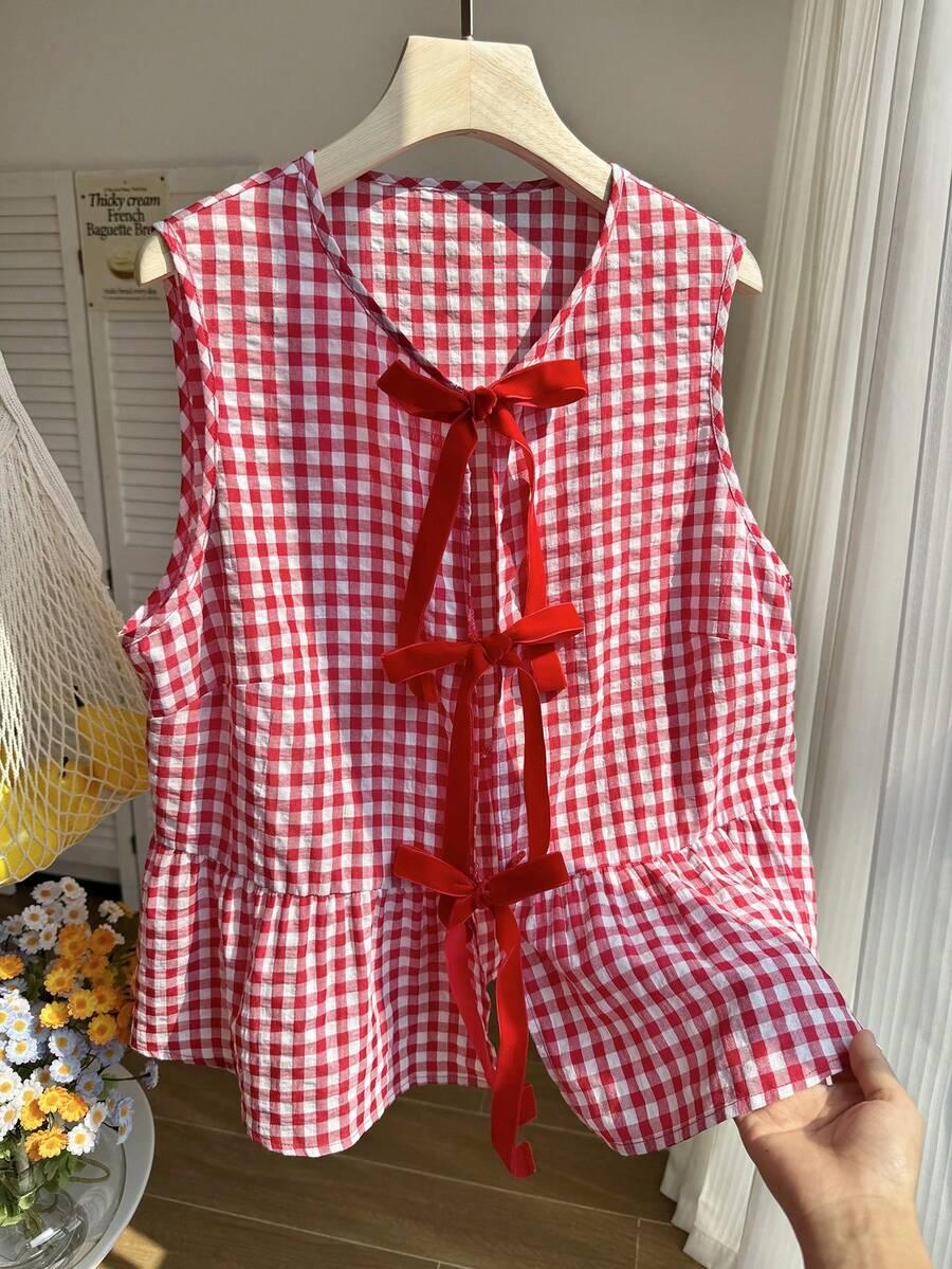 SHEIN CZERWONA BLUZKA KRATKA S06__XXL