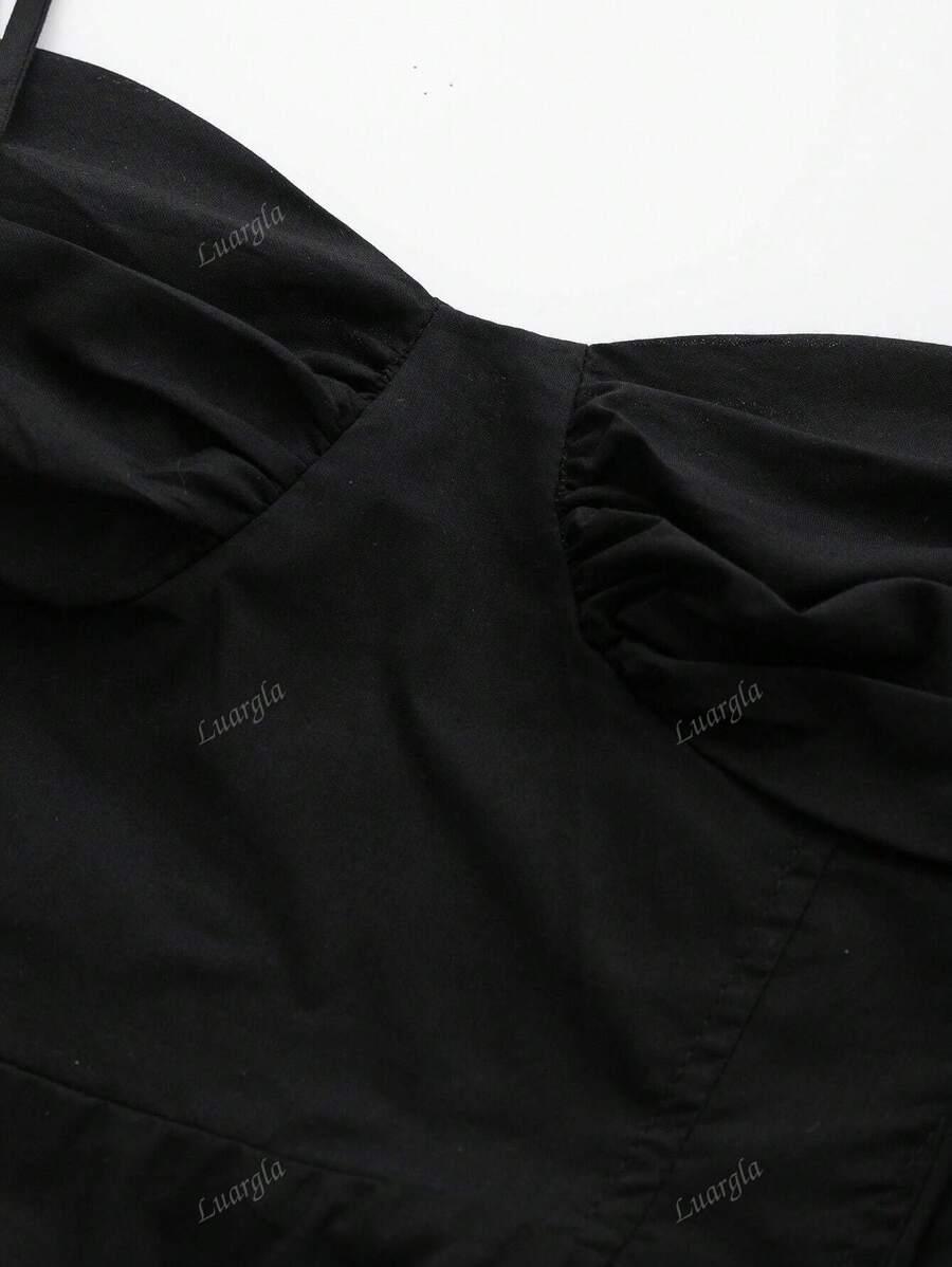 SHEIN CZARNY TOP NA RAMIĄCZKACH S06__L