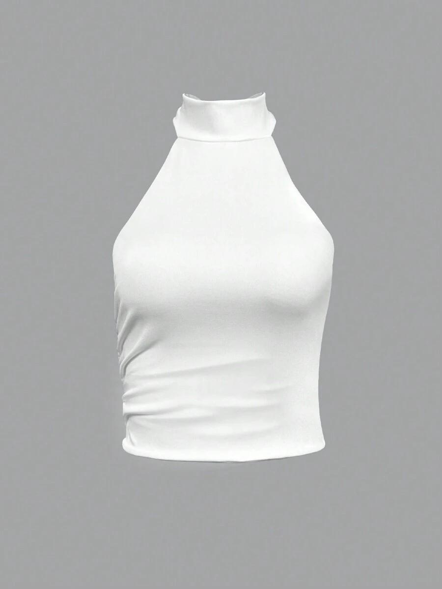 SHEIN CZARNY TOP WIĄZANY NA SZYJI S09__XS