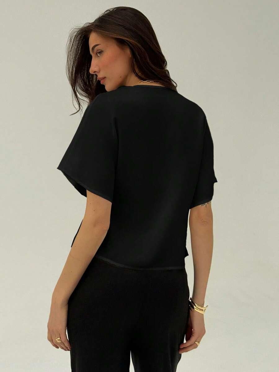 SHEIN CZARNA BLUZKA GUZIKI S06__L