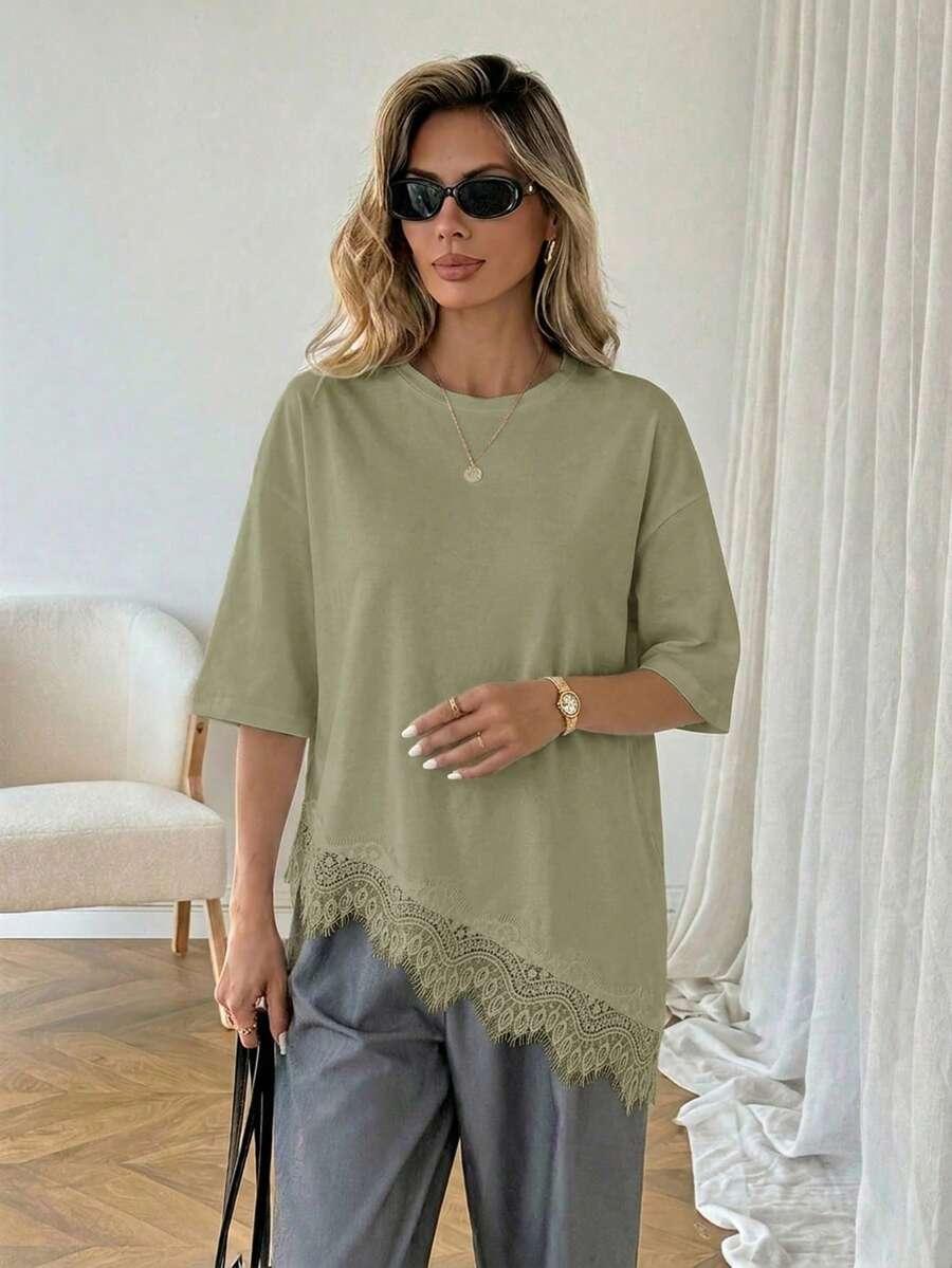 SHEIN ZIELONA BLUZKA KORONKA S06__S