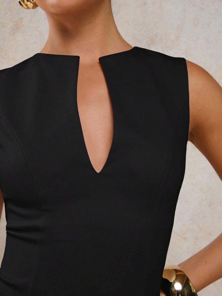 SHEIN CZARNY TOP GŁĘBOKI DEKOLT S06__XS