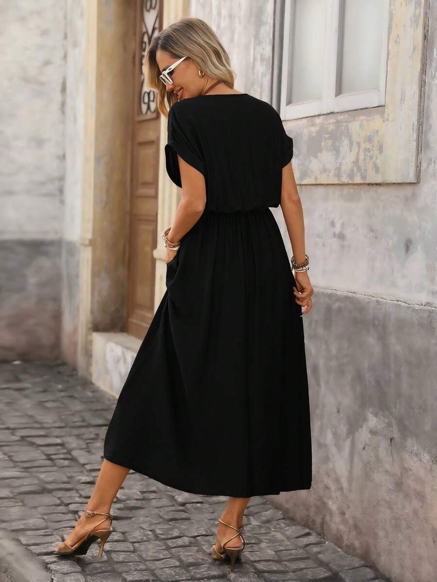 SHEIN CZARNA MAXI SUKIENKA S06__S