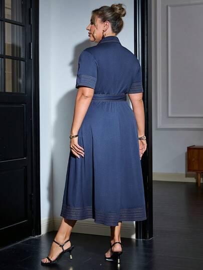 SHEIN GRANATOWA MIDI SUKIENKA S06__50
