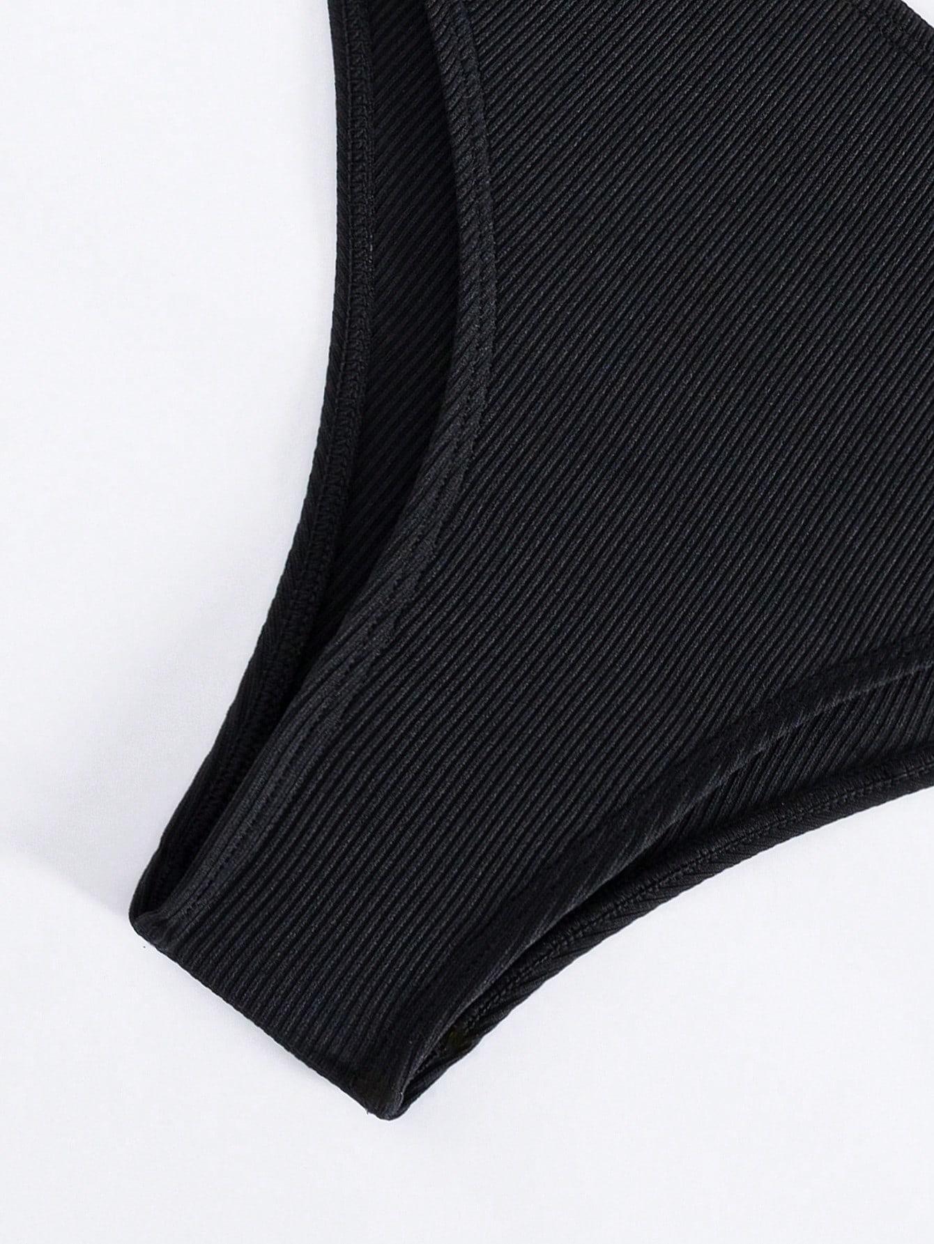SHEIN JEDNOCZĘSCIOWY STRÓJ KĄPIELOWY PRĄŻKI WYCIĘCIA S09__M