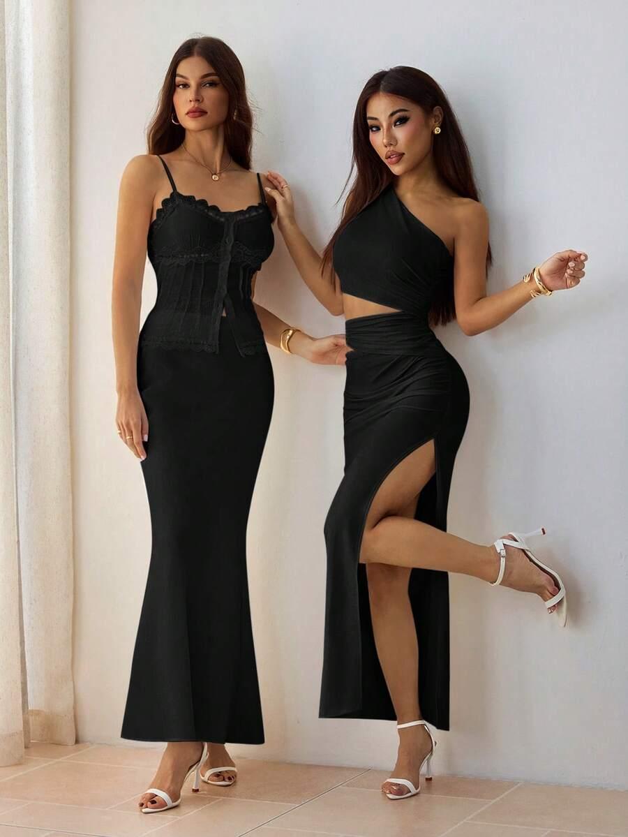 SHEIN CZARNA MAXI SUKIENKA S06__L