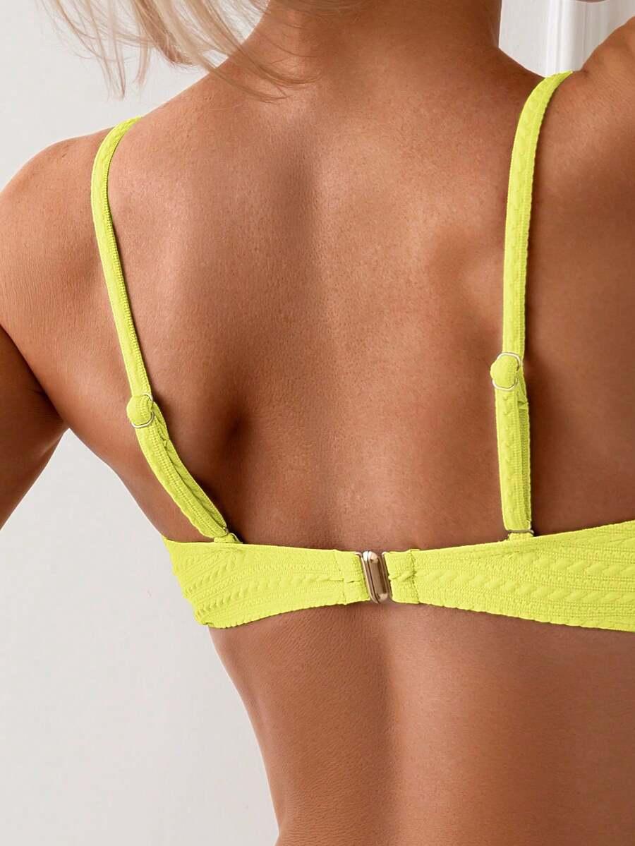 SHEIN DWUCZĘŚCIOWY ŻÓŁTY STRÓJ KĄPIELOWY TEKSTURA S09__S