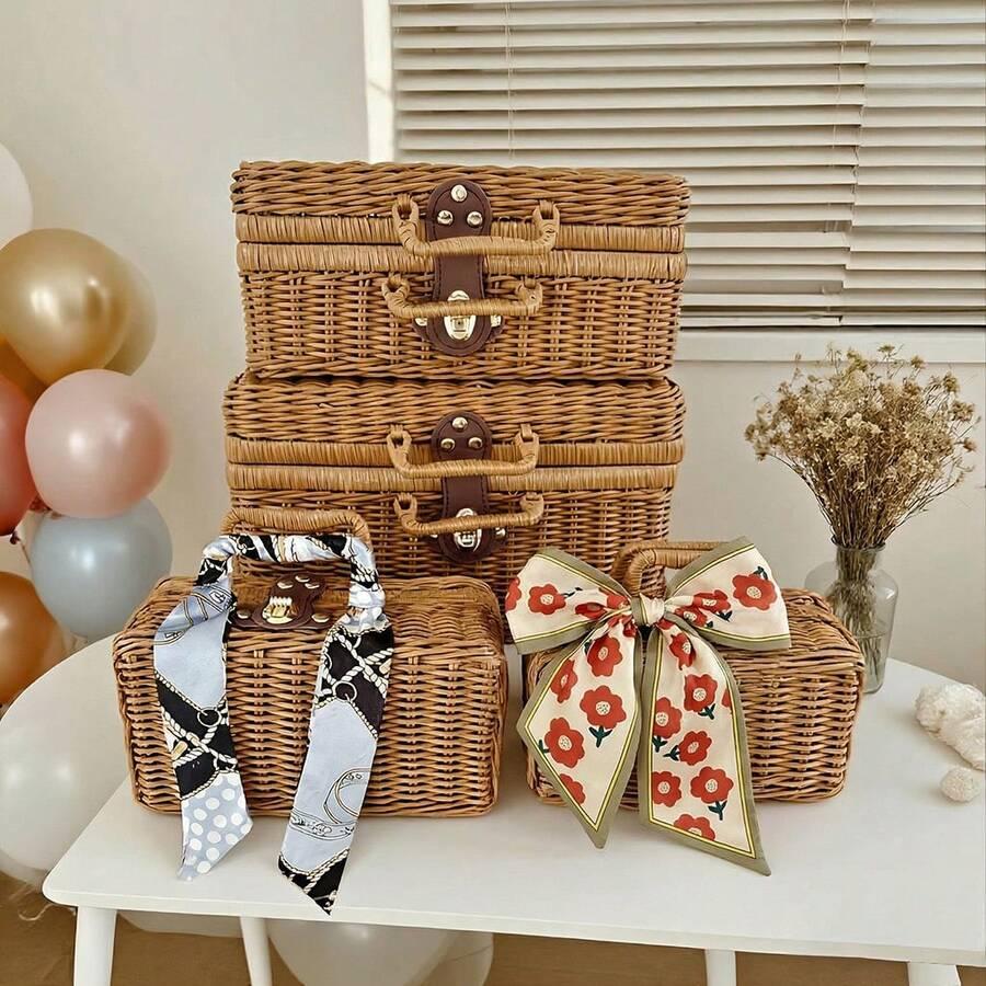 SHEIN BRĄZOWY KOSZ PIKNIKOWY S07__30X21X13CM