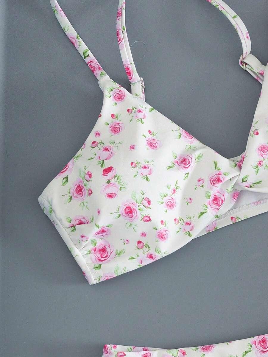 SHEIN DWUCZĘŚCIOWY KOSTIUM KĄPIELOWY BIKINI FLORAL PRINT S09__M