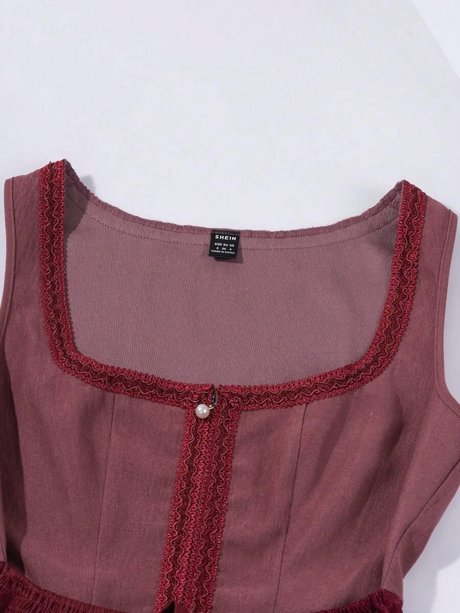 SHEIN BORDOWA SUKIENKA PRZED KOLANO S09__L