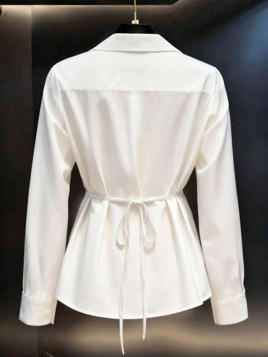 SHEIN BIAŁA KOSZULA WIĄZANIE PK01__M