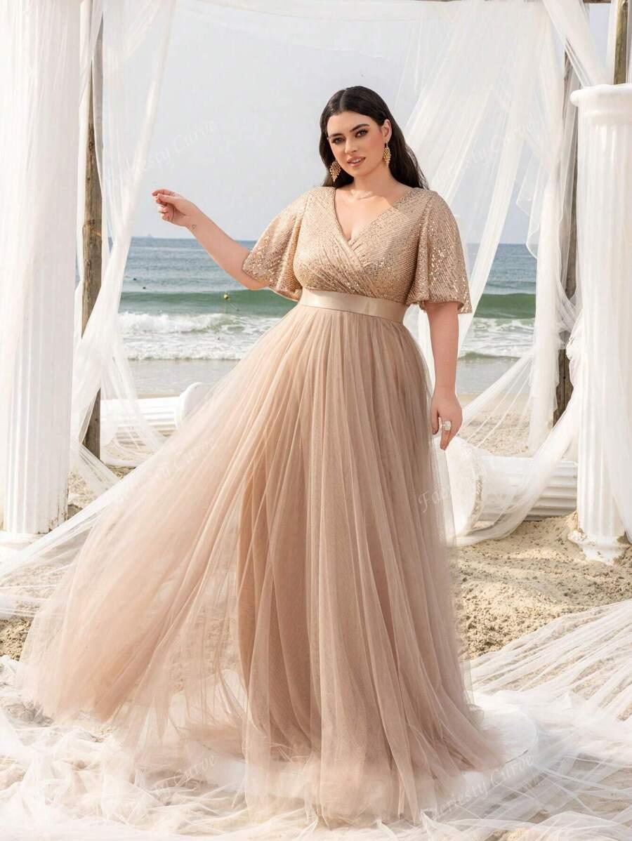 FAERIESTY BEŻOWA MAXI SUKIENKA ZDOBIENIE S06__52