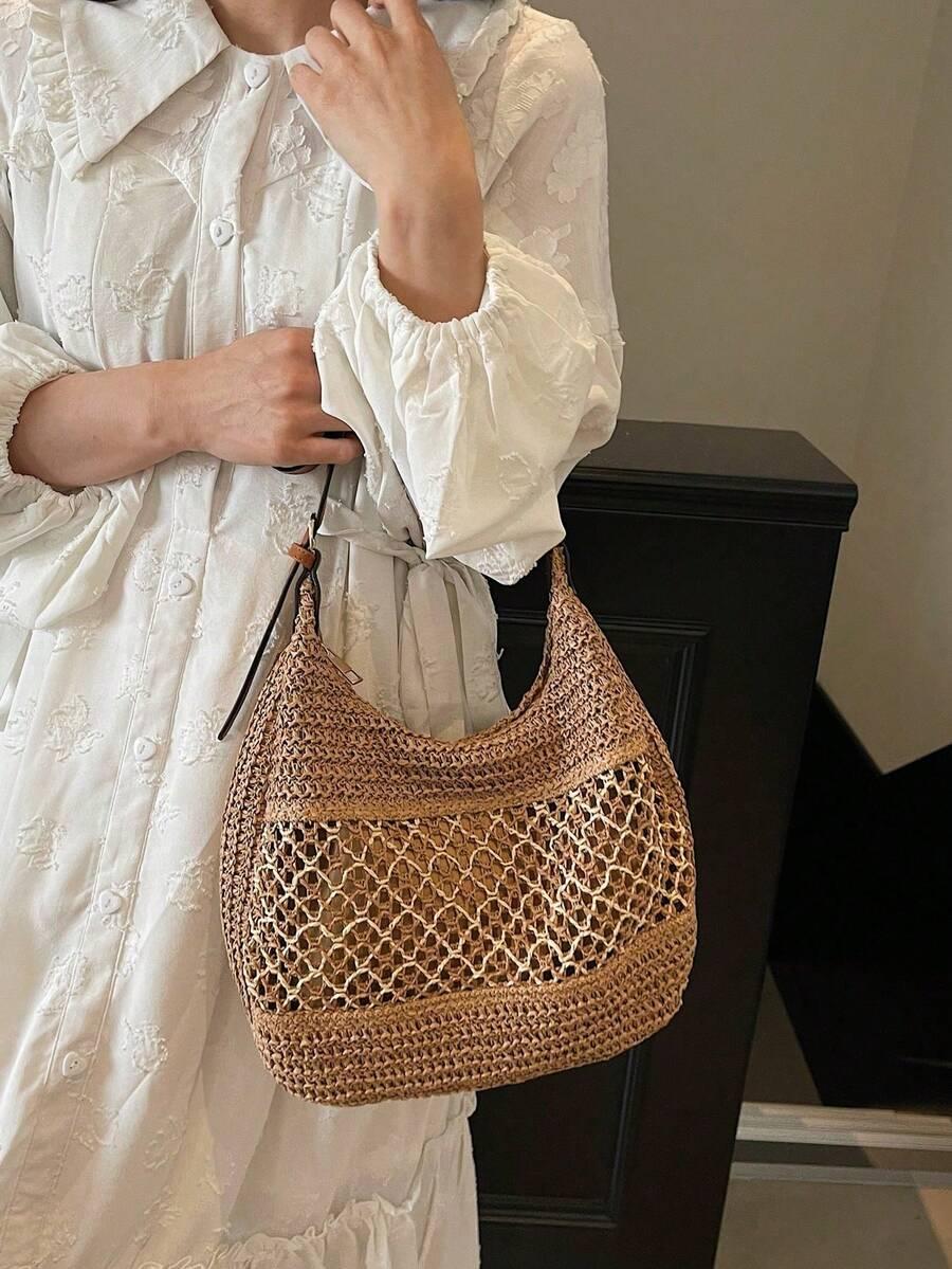 SHEIN BRĄZOWA TOREBKA ZIP S07__9X28X32CM