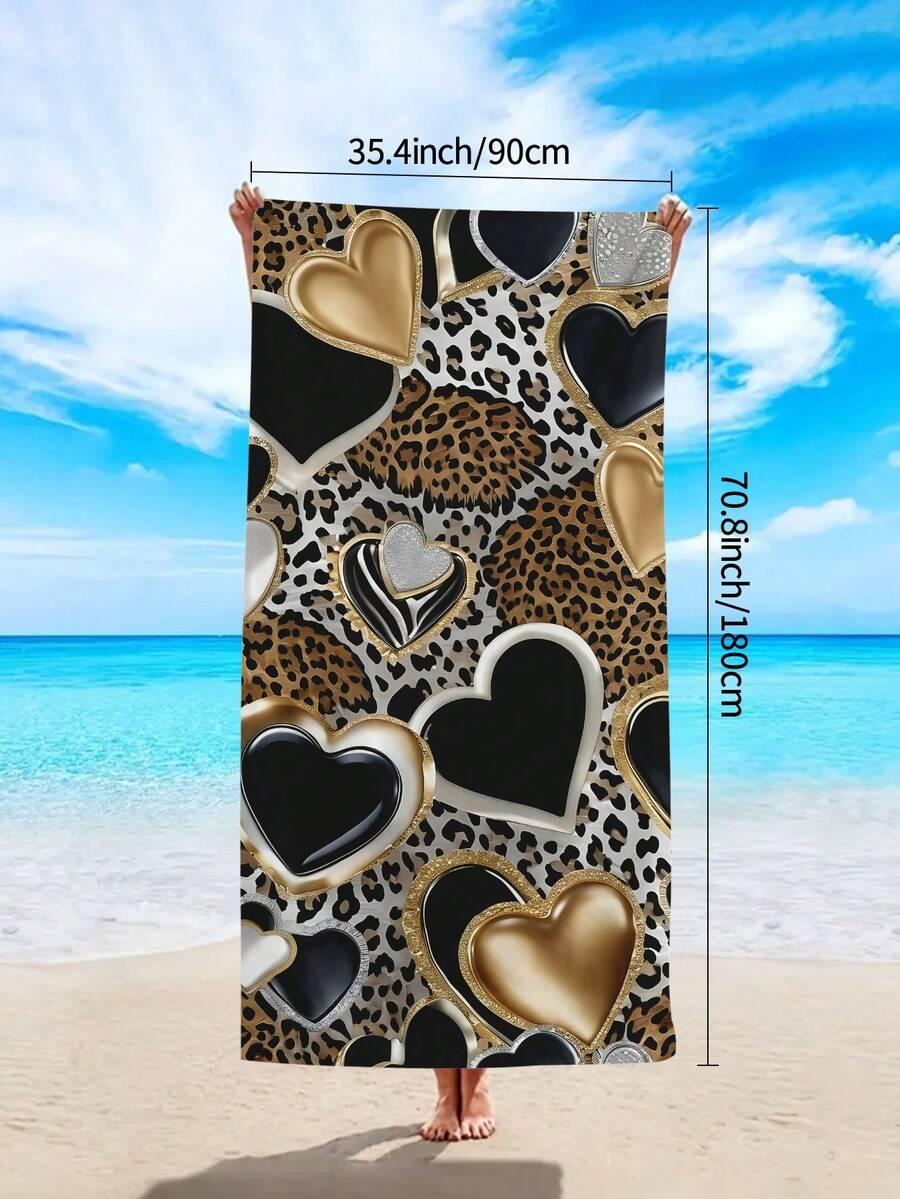 SHEIN RĘCZNIK PLAŻOWY WZÓR SERCE S07__90X180
