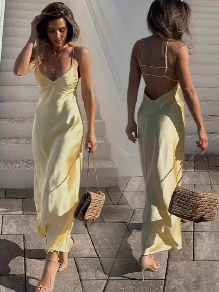 SHEIN ŻÓŁTA MAXI SUKIENKA S06__M