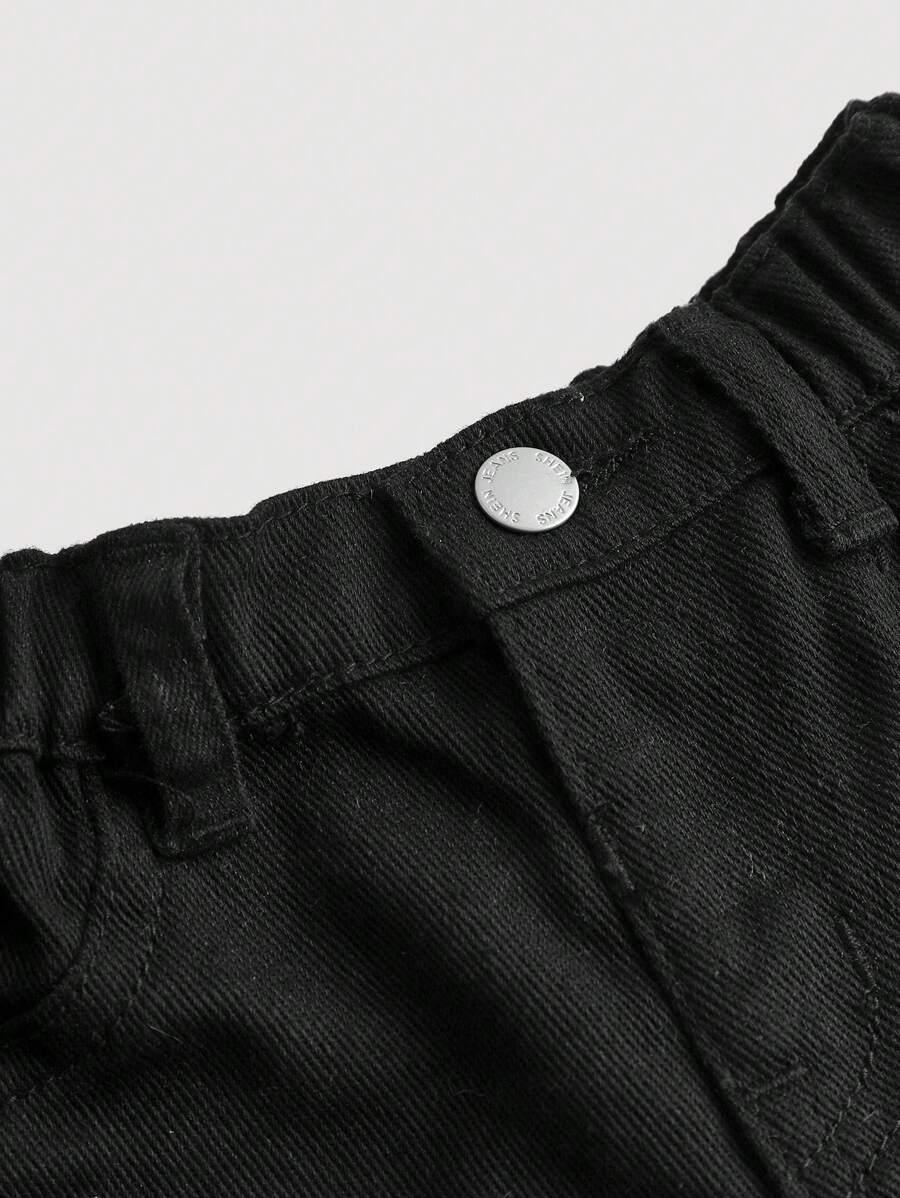 SHEIN CZARNE SPODNIE JEANS NADRUK S06__92/98