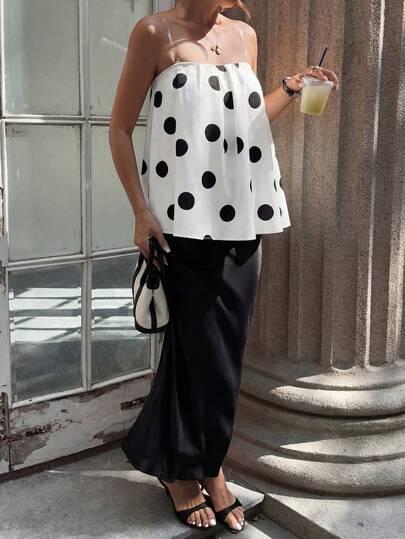 SHEIN BIAŁY TOP GROSZKI S06__XS