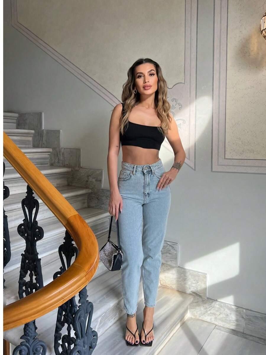 SHEIN NIEBIESKIE SPODNIE JEANS PK01__S