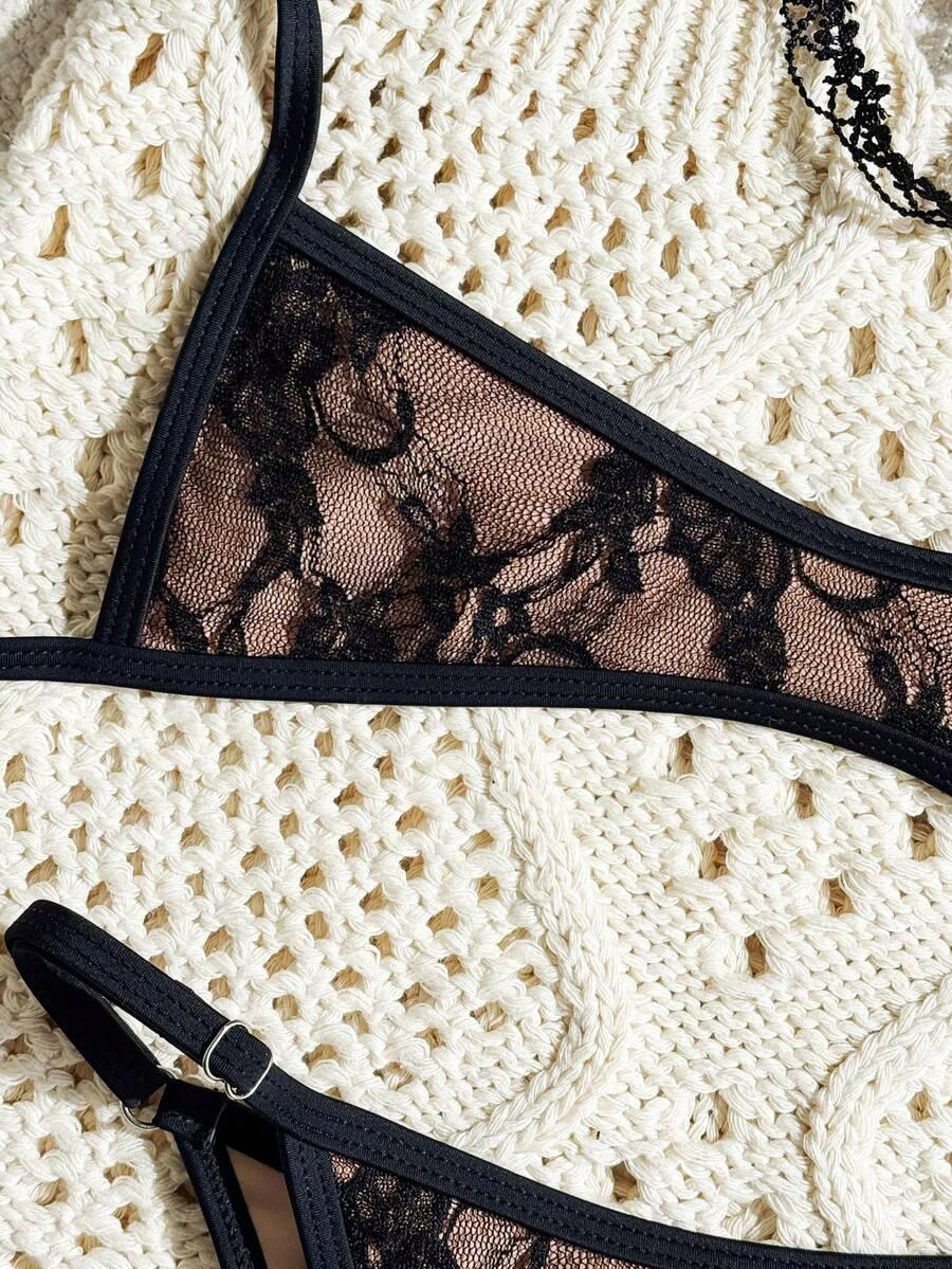 SHEIN DWUCZĘŚCIOWY STRÓJ KĄPIELOWY KORONKA S09__S