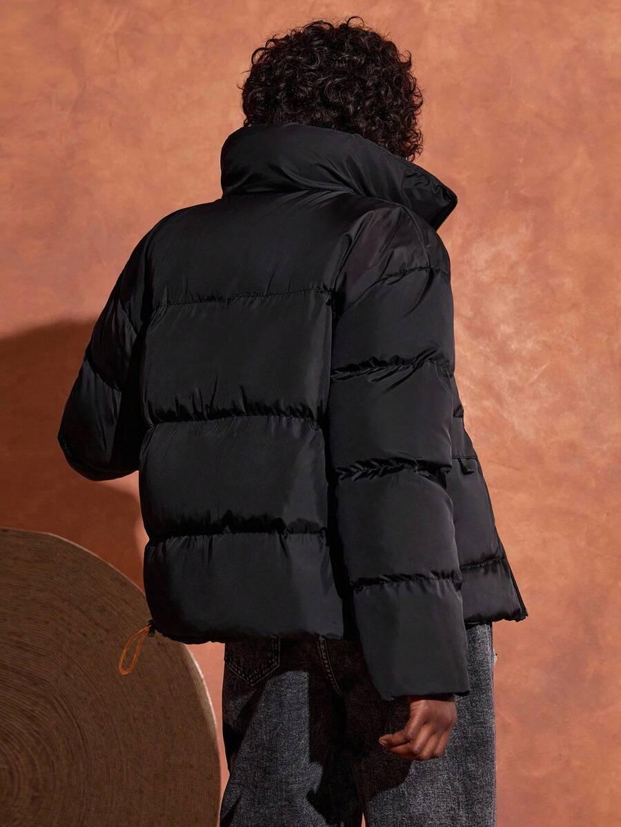 SHEIN CZARNA PIKOWANA KURTKA STÓJKA W01__M