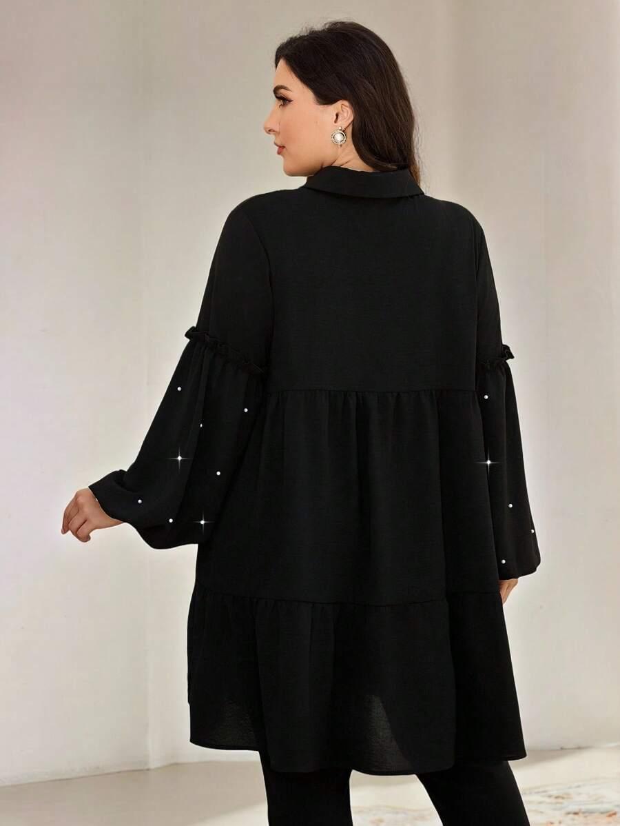 SHEIN CZARNA KOSZULA ZDOBIENIE W01__50