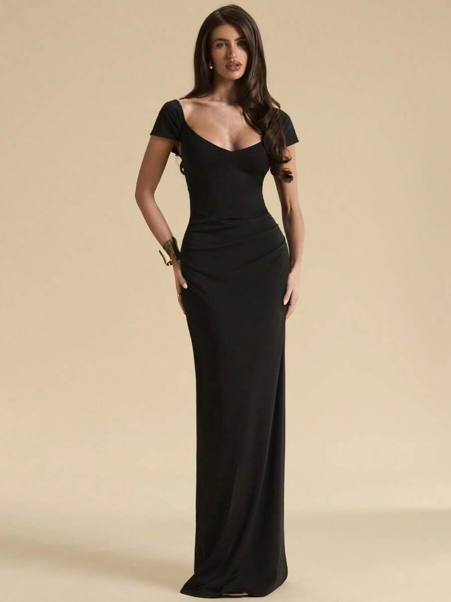 SHEIN CZARNA MAXI SUKIENKA S06__S