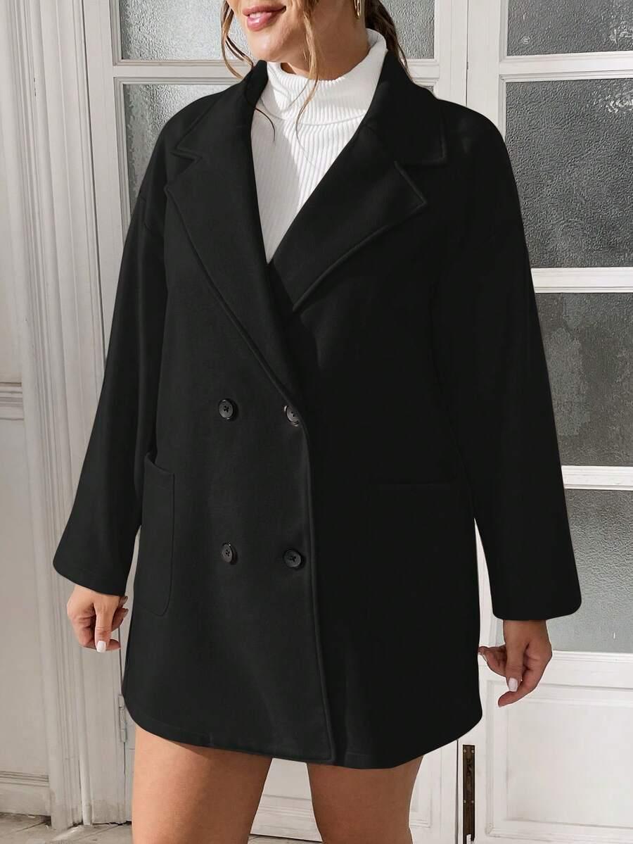 SHEIN CZARNY PŁASZCZ GUZIKI W01__48