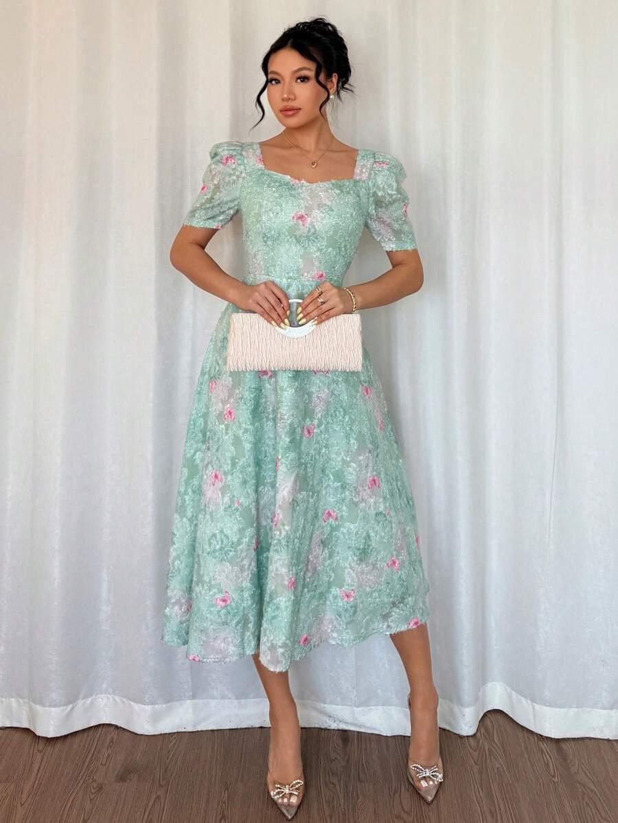 SHEIN SUKIENKA Z KRÓTKIM RĘKAWEM S06__M