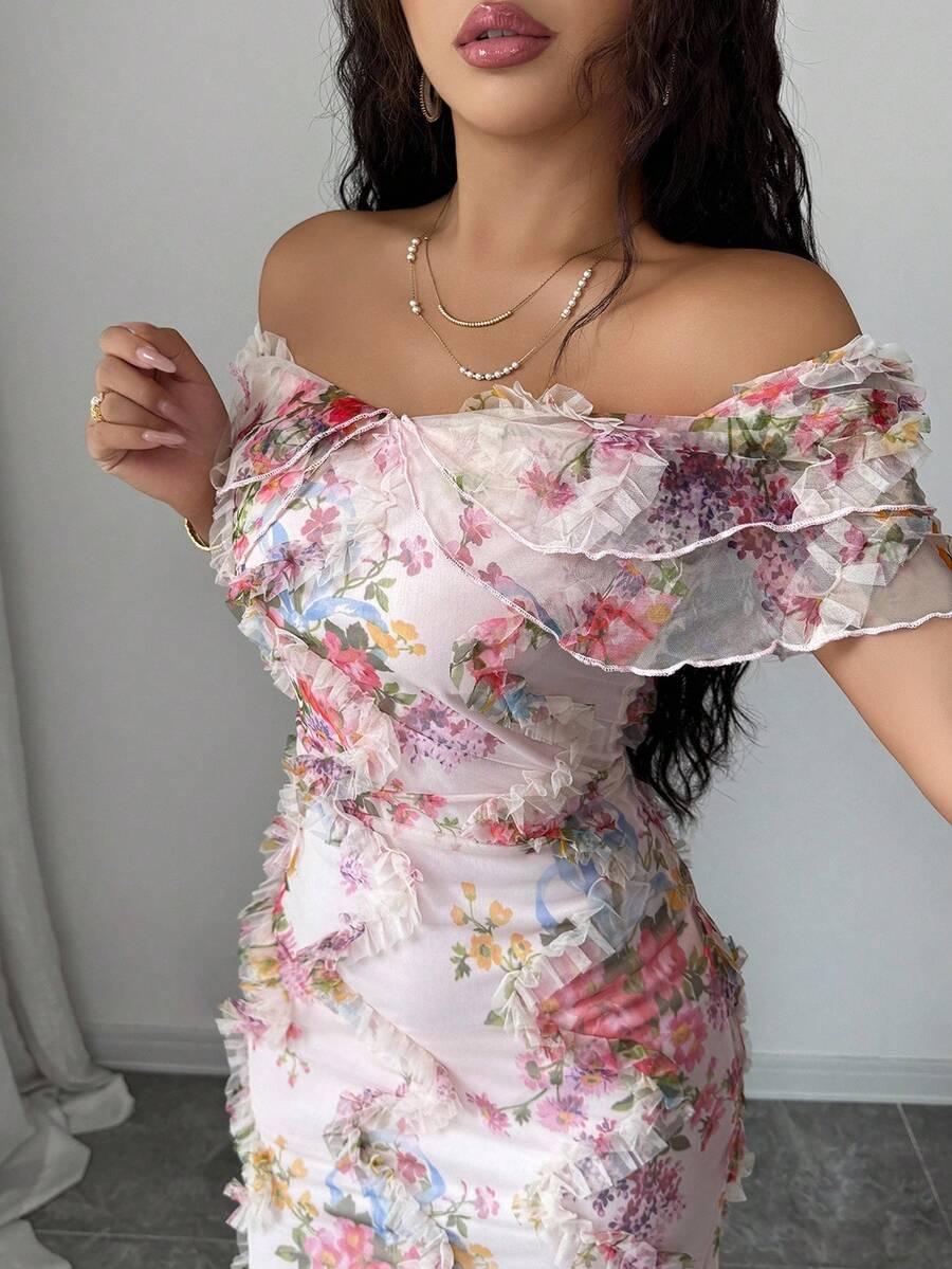 SHEIN MAXI SUKIENKA W KWIATY S09__L