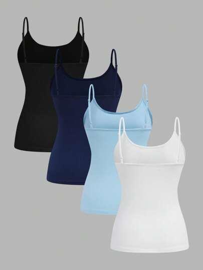SHEIN TOP NA RAMIĄCZKACH 4-PACK S06__L