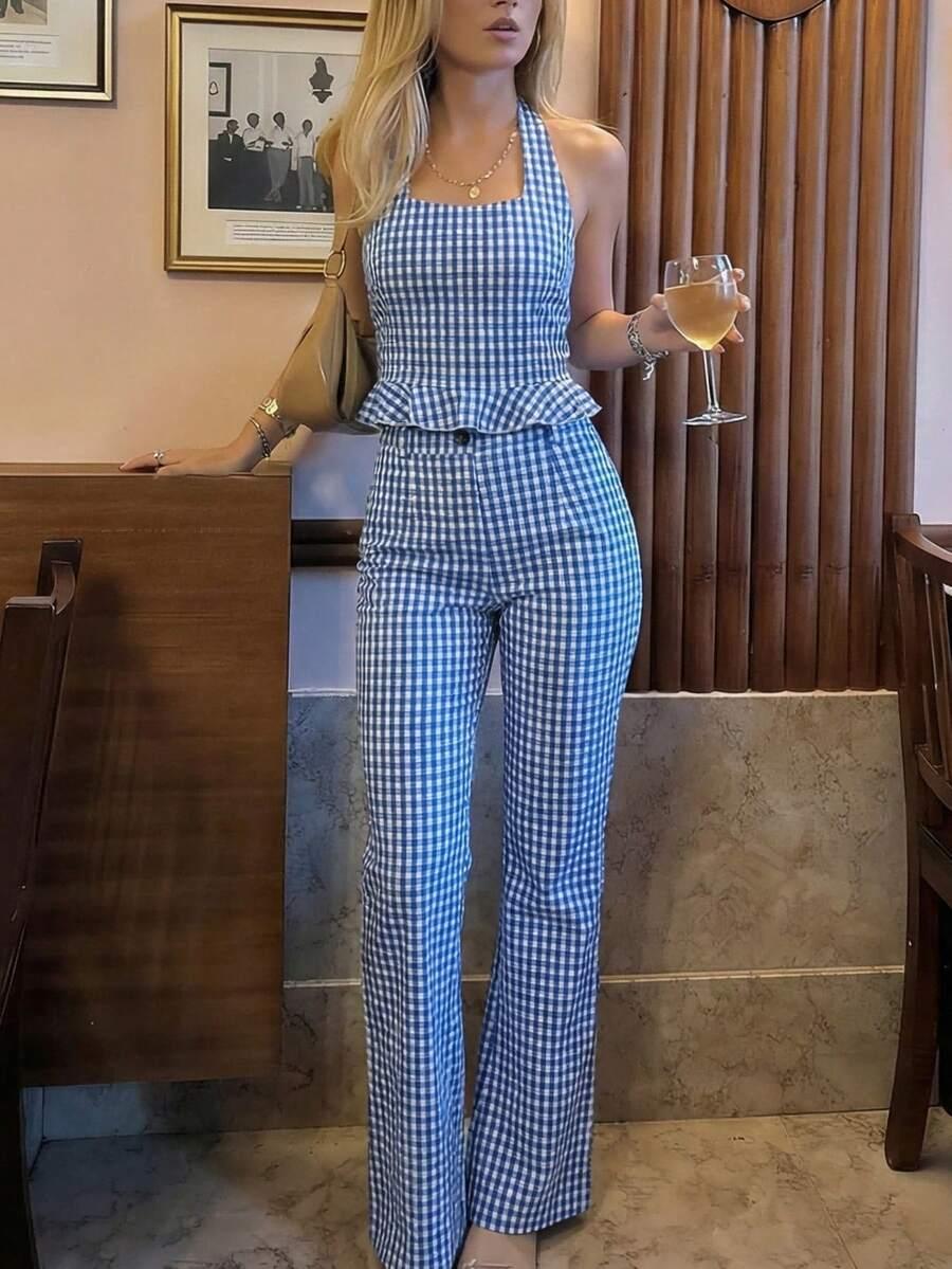 SHEIN TOP WZÓR KRATKA S06__S