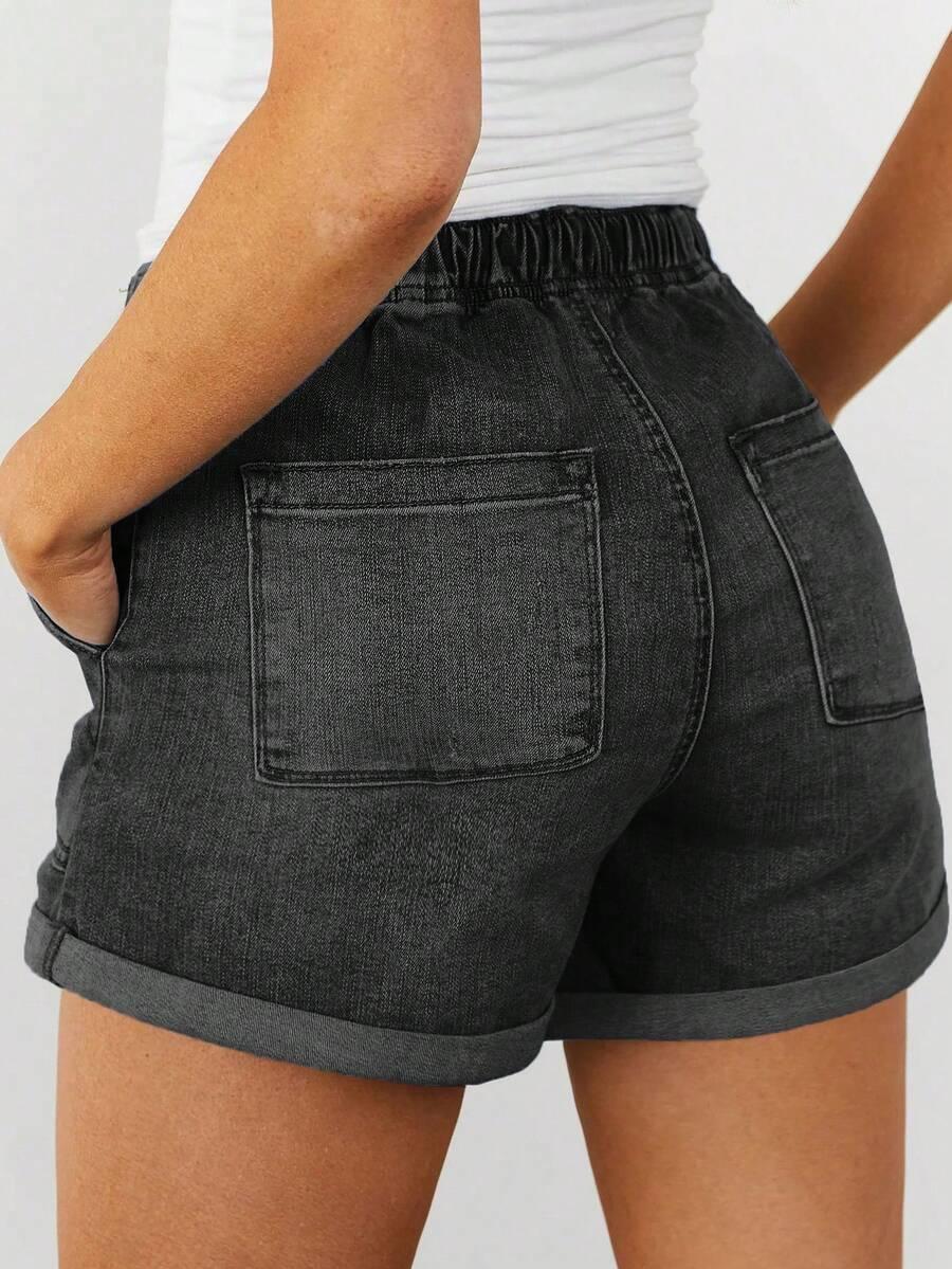 SHEIN CZARNE JEANSOWE SPODENKI S06__L
