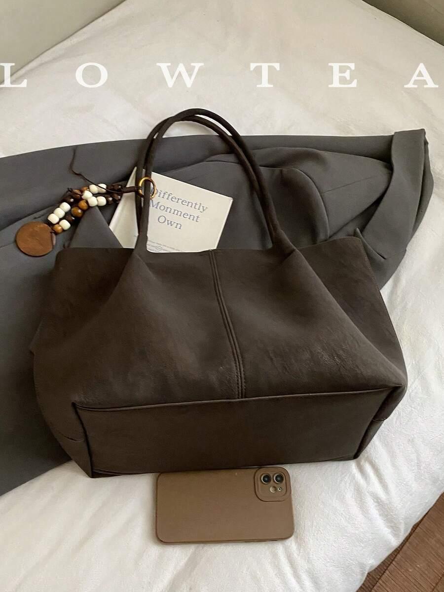 SHEIN BRĄZOWA TOREBKA IMITACJA SKÓRY S07__28X16,5X45