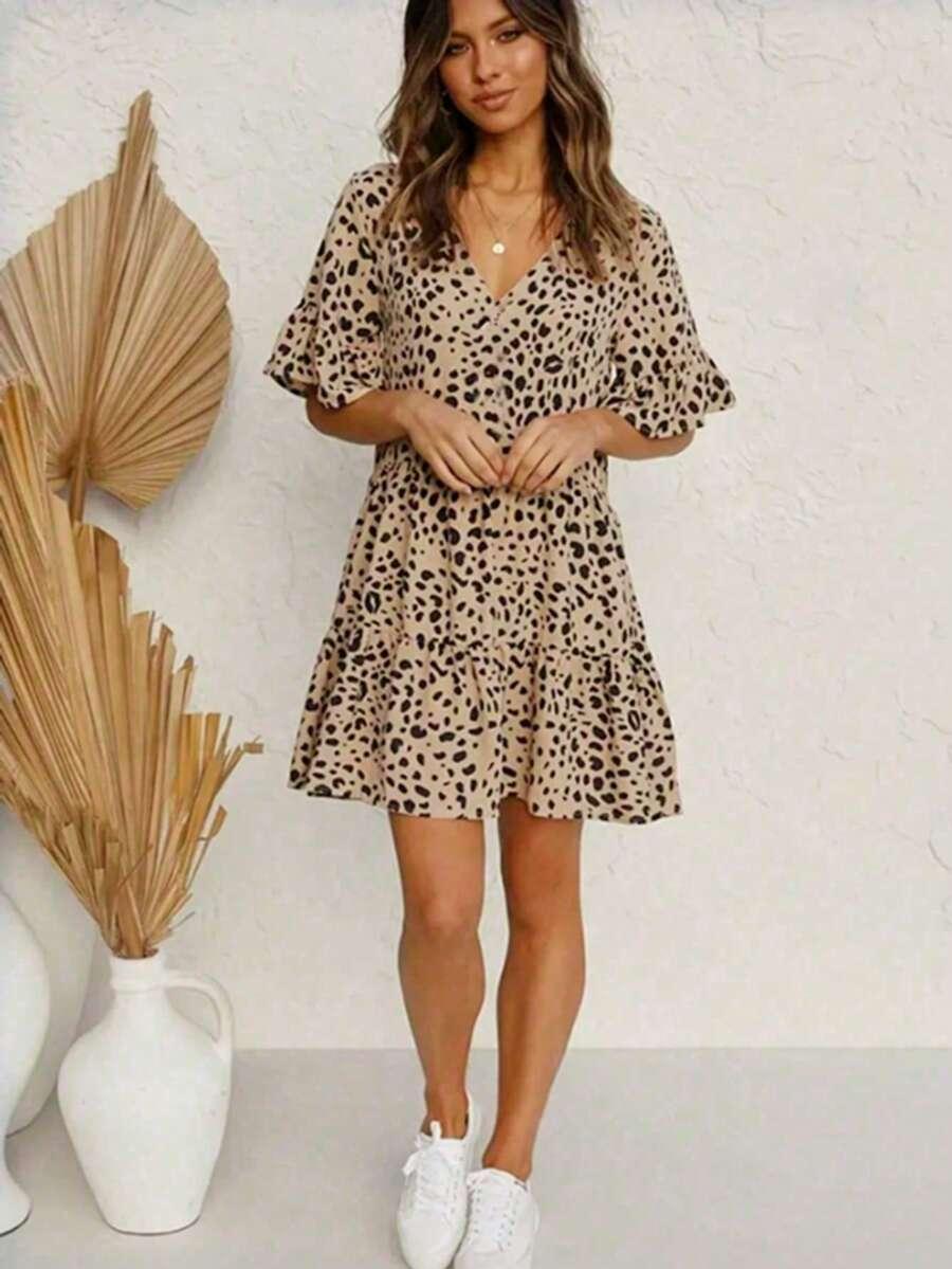 SHEIN MINI SUKIENKA ANIMAL PRINT FALBANA PK01__XXL