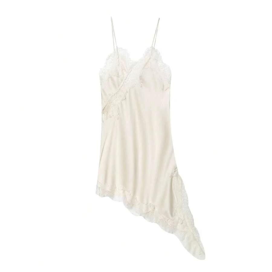 SHEIN BEŻOWA SUKIENKA KORONKA S06__M