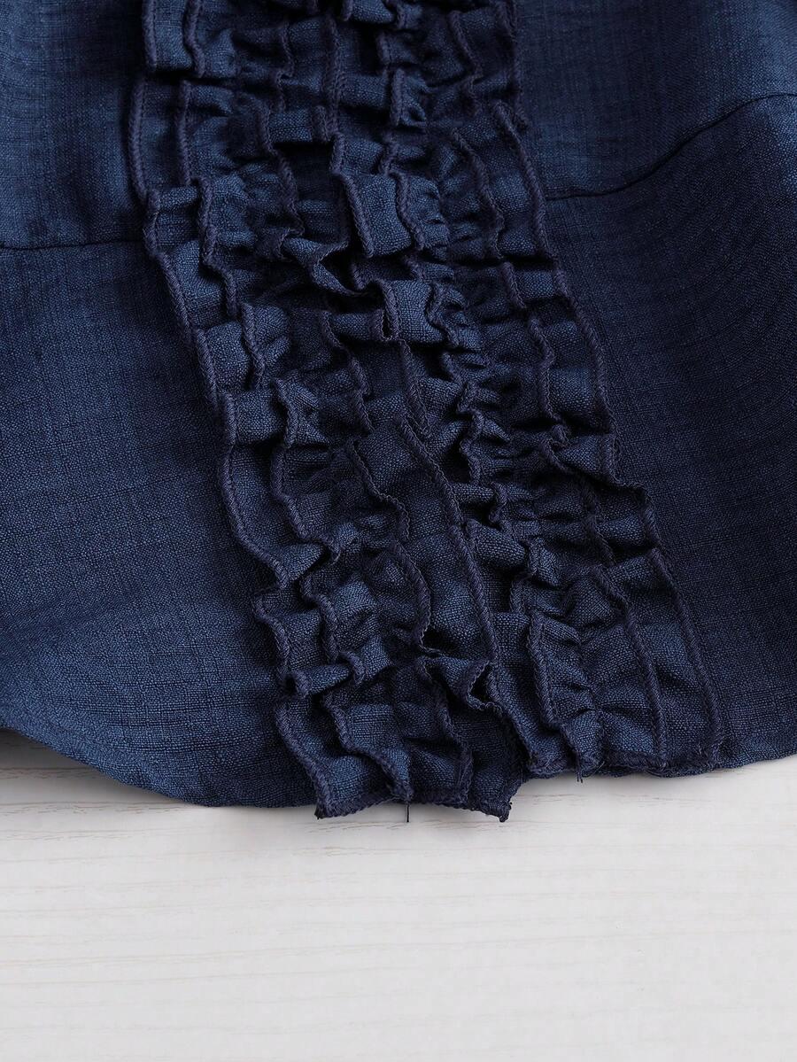 SHEIN GRANATOWY TOP FALBANKI S06__M