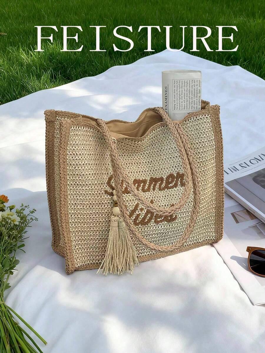 SHEIN BEŻOWA TORBA PLAŻOWA S07__38X32CM