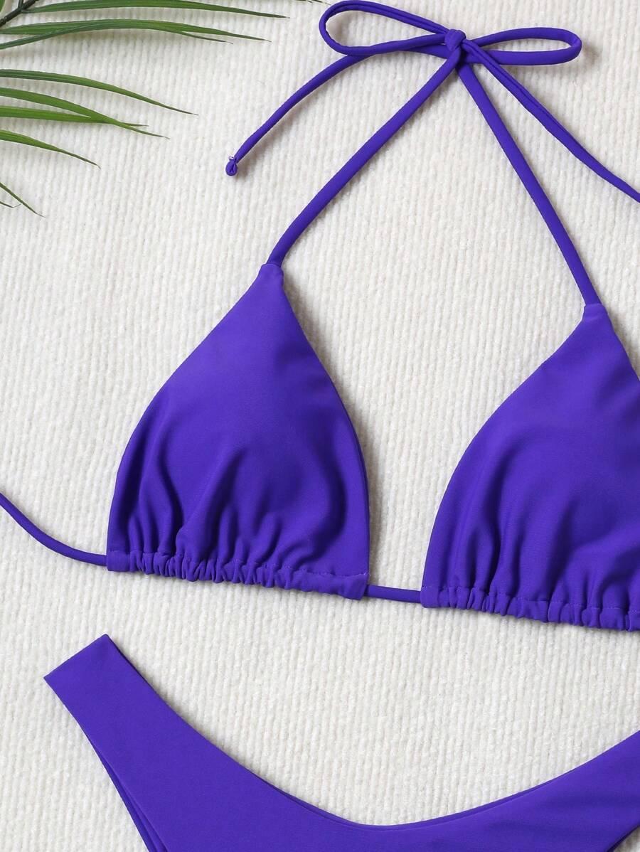 SHEIN FIOLETOWY DWUCZĘŚCIOWY STRÓJ KĄPIELOWY S09__L