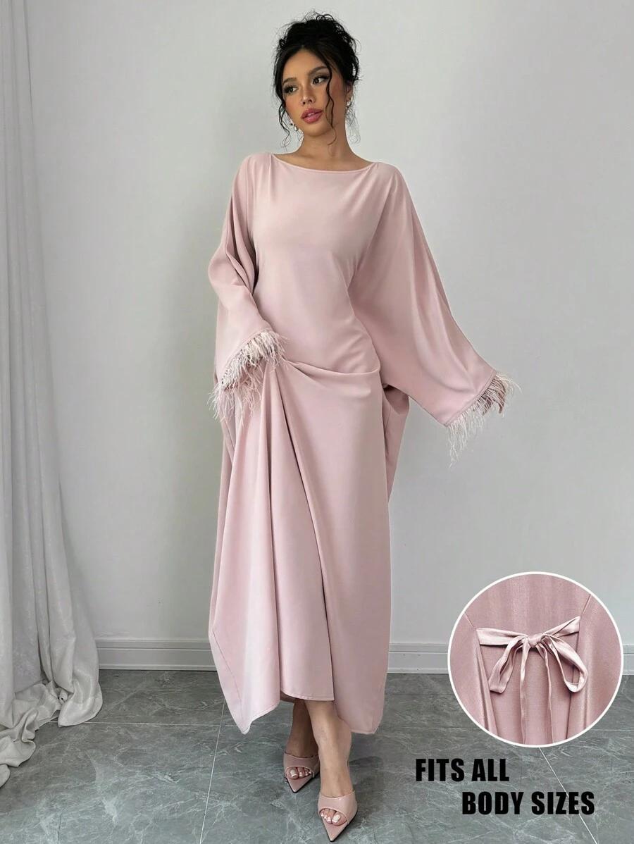 SHEIN RÓŻOWA MAXI SUKIENKA S06__OS