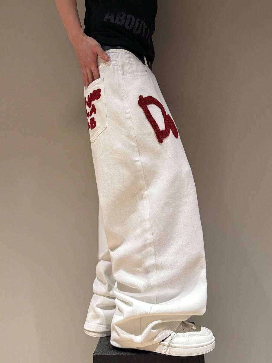 MANFINITY BIAŁE SPODNIE JEANS HAFT S06__S