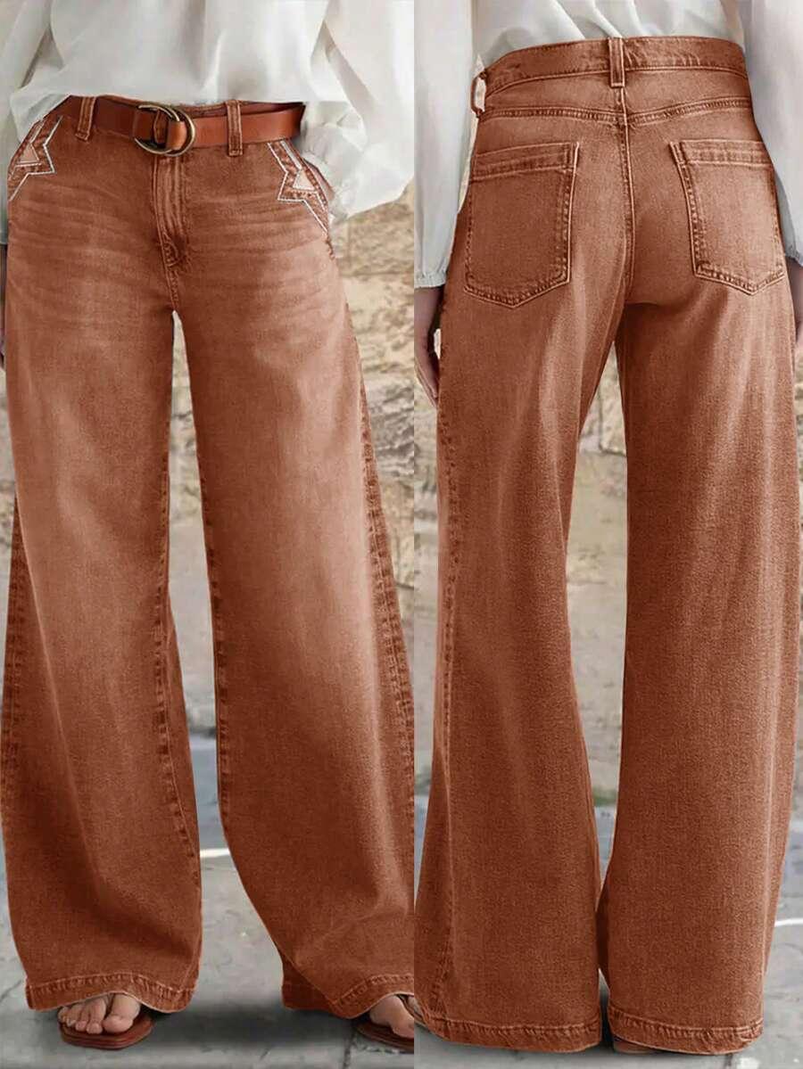 SHEIN BRĄZOWE SPODNIE JEANS