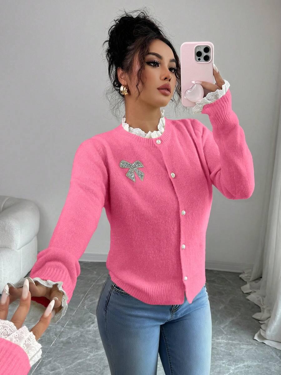ELENZGA RÓŻOWY SWETER KARDIGAN S06__L