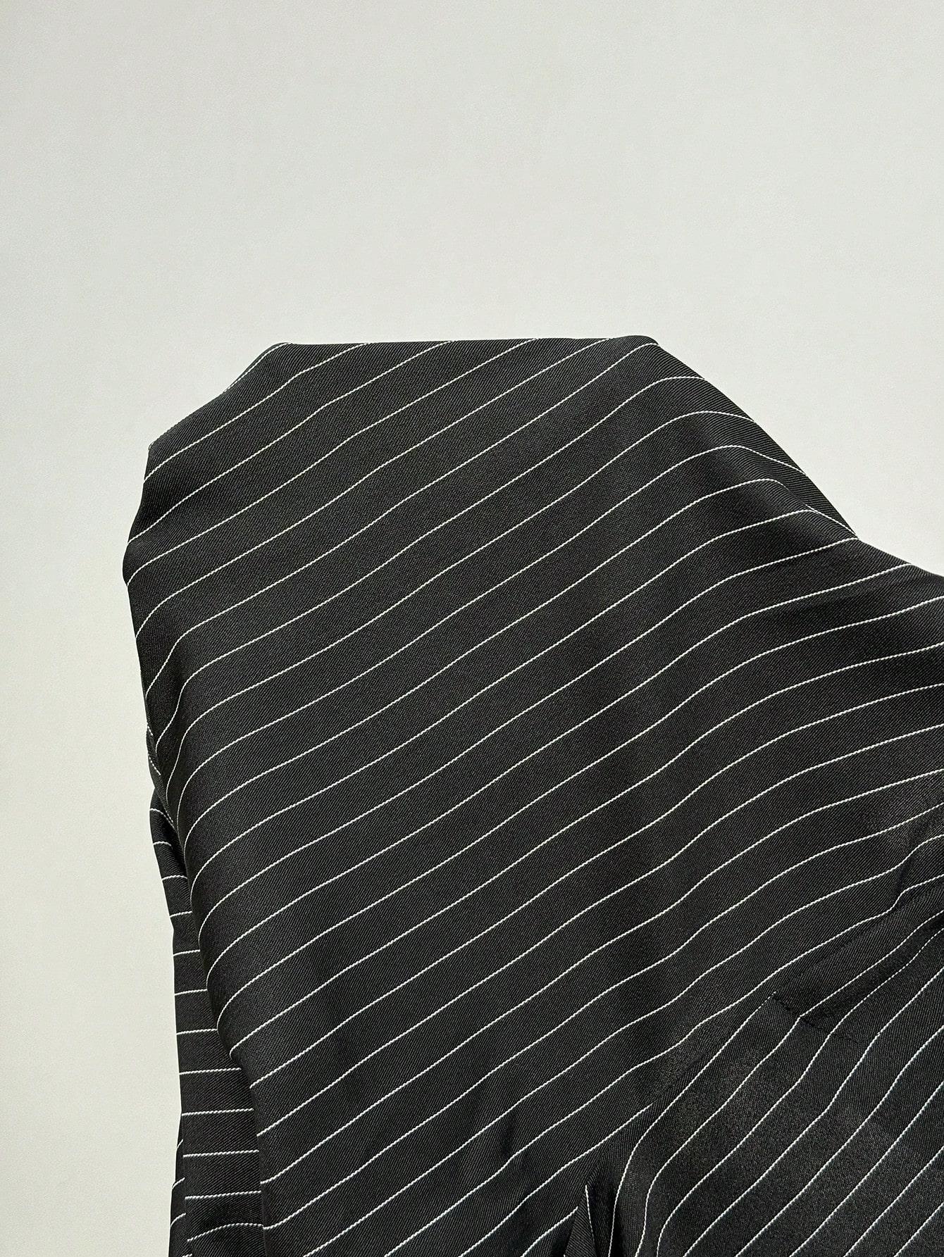 SHEIN CZARNE SPODNIE WZÓR PASKI CASUAL S06__52