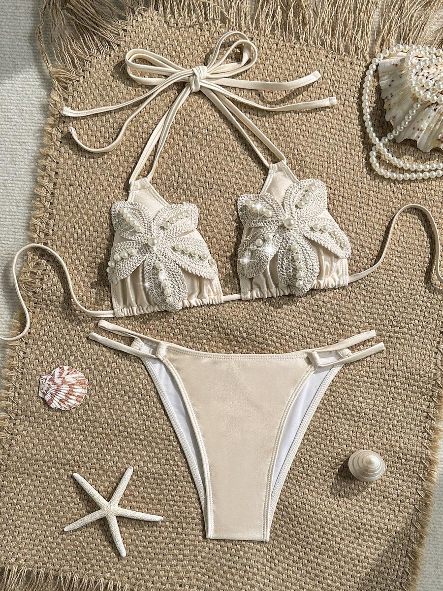 SHEIN DWUCZĘŚCIOWY STRÓJ KĄPIELOWY ZDOBIENIE S09__M