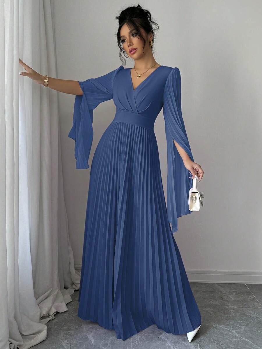 ELENZGA NIEBIESKA SUKIENKA MAXI PLISY S06__XXL