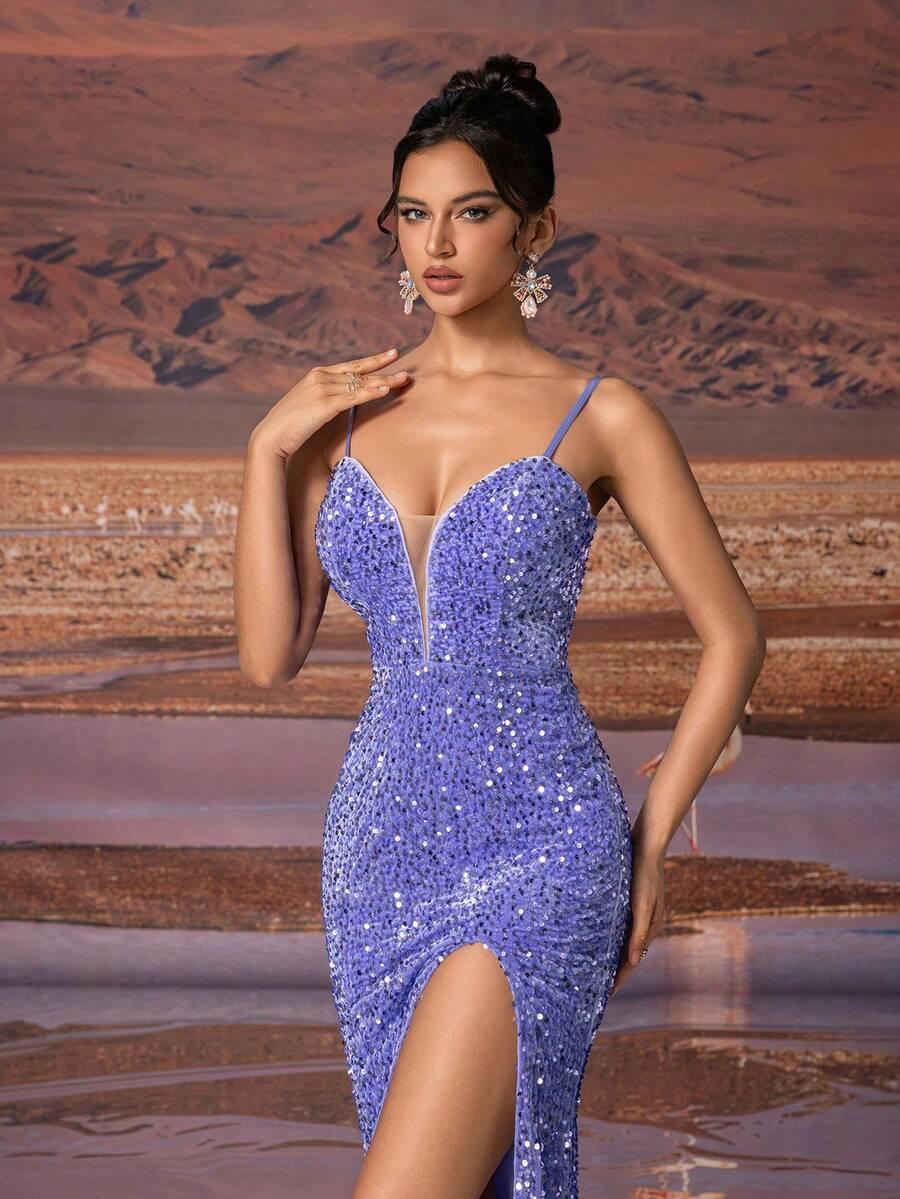 SHEIN FIOLETOWA MAXI SUKIENKA S06__S